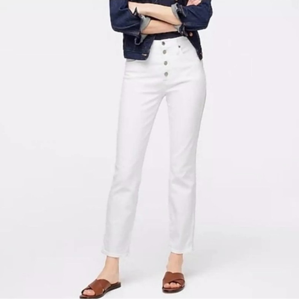 NEW J.Crew 10” Vintage Straight Button fly Jean in White Size Women’s 3I Tall